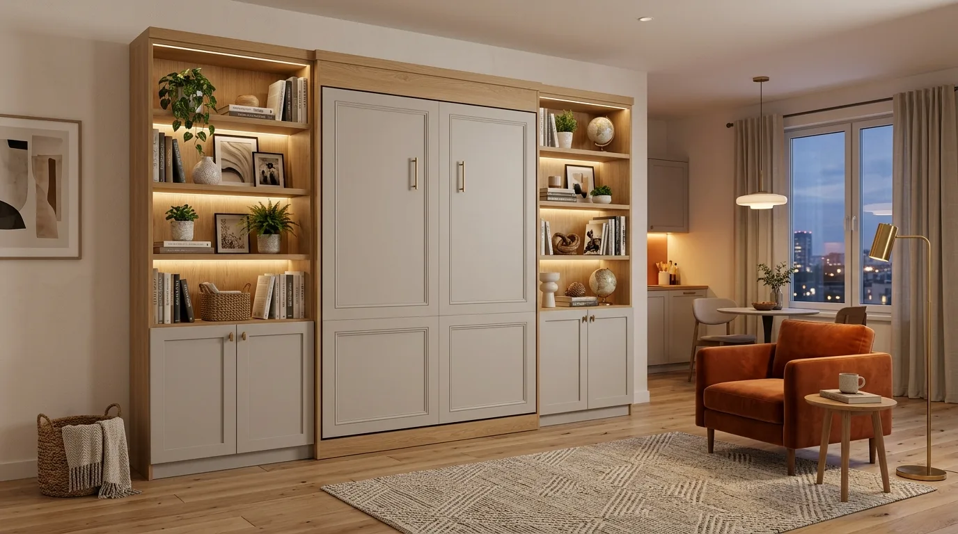 Hide the bed inside a wall unit inspiration for a studio apartment.